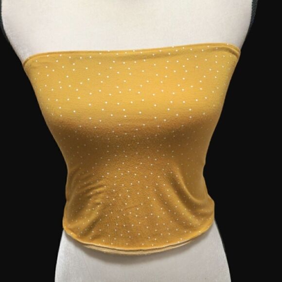 Yellow and white polka dot tube top - Picture 1 of 5